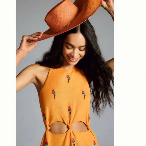 FARM Rio Orange Parrot Print Dress - Picture 2 of 13